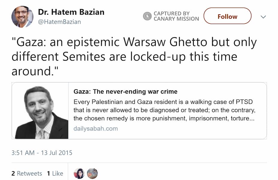 Hatem Bazian Twitter Jul 13 2015