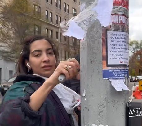 Farida El Hefni, Columbia University, Tore Down Posters of Israeli Hostages
