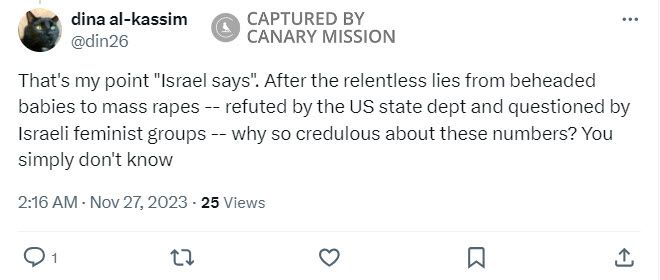 Dina Al-Kassim, Twitter - Nov 27, 2023