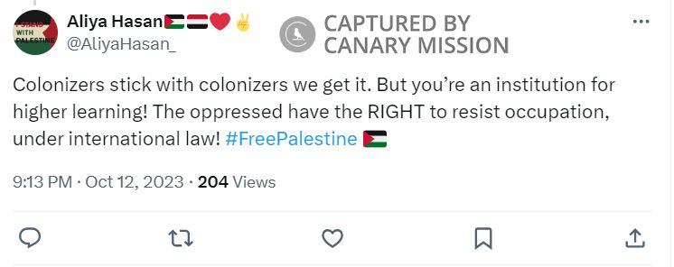 Aliya Hasan, X - Oct 12, 2023