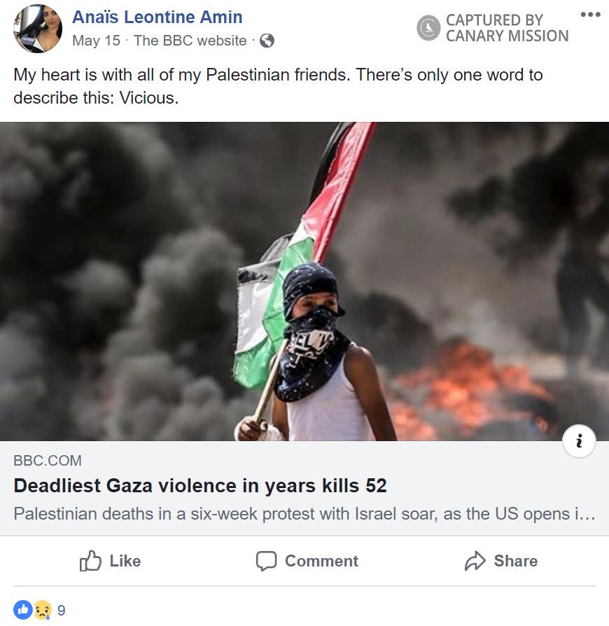 Anais Leontine Amin, Facebook - May 15, 2018