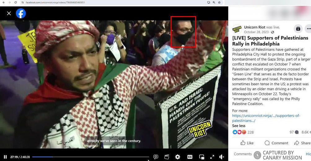 Andrew Lefkowitz’s protest appearance, Emergency Rally: No Genocide in the Dark Ceasefire Now