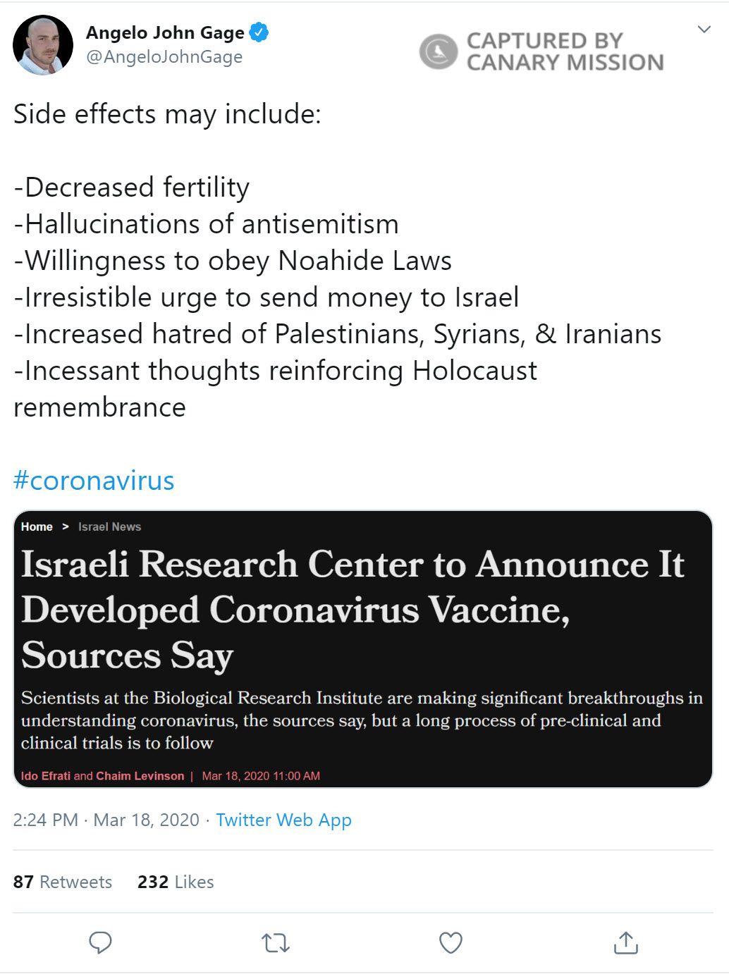 Lucas Gage, Twitter - Mar 18, 2020