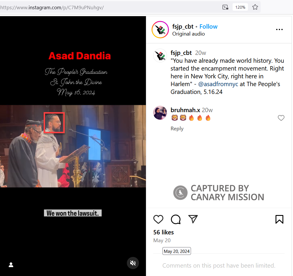 Asad Dandia’s Participation in the Pro-Hamas Encampment at Columbia University