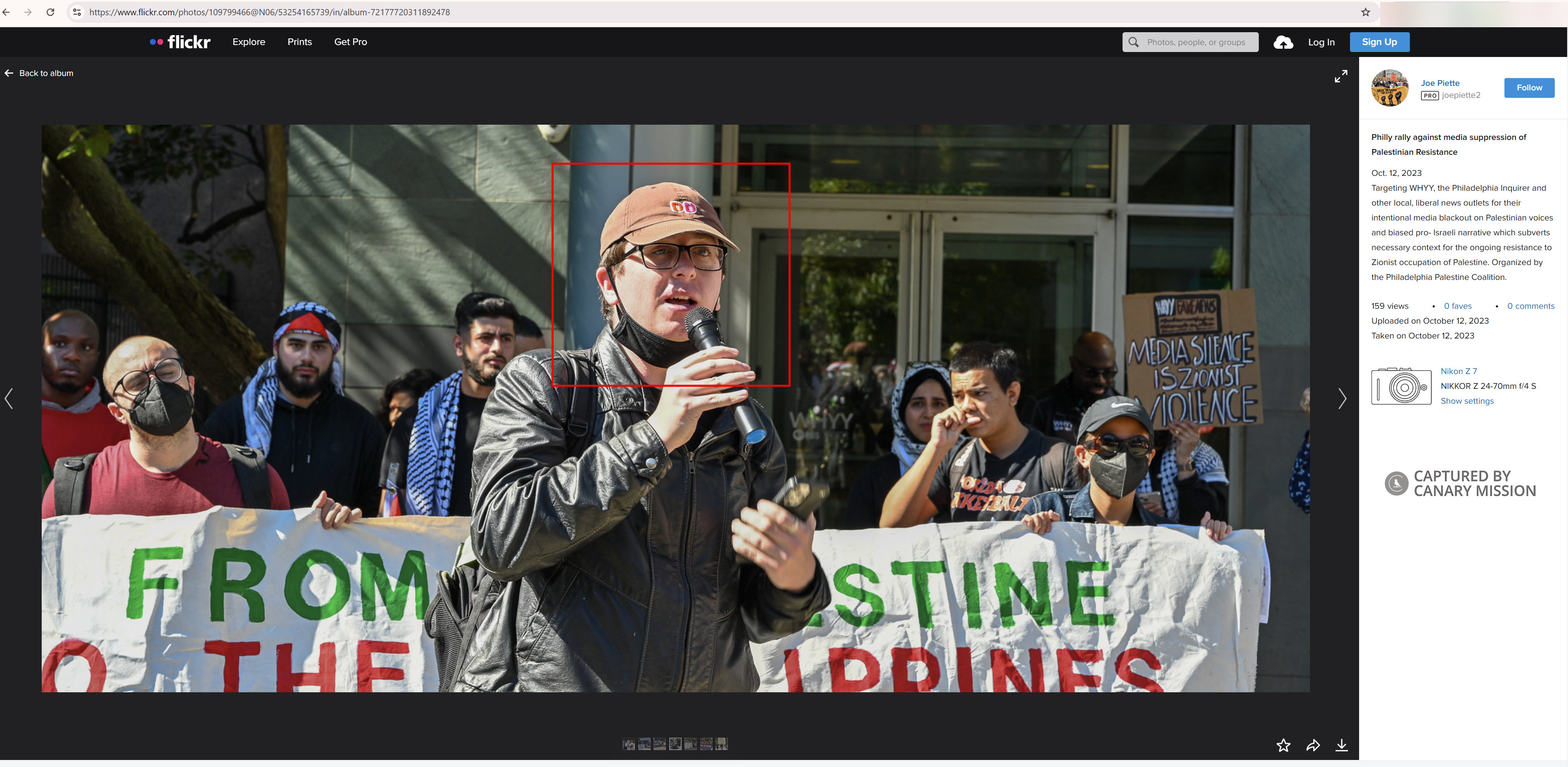 ustin Binns’ protest appearance, All Eyes on Palestine 