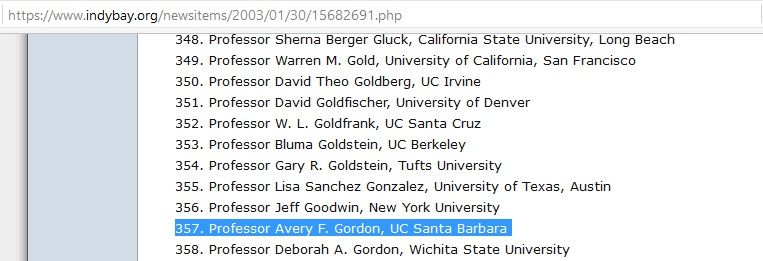 Avery Gordon, indybay.org - 30 Jan 2003