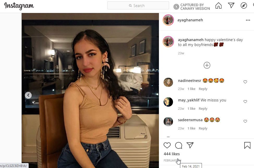 Aya Ghanameh, Instagram - Feb 14, 2021