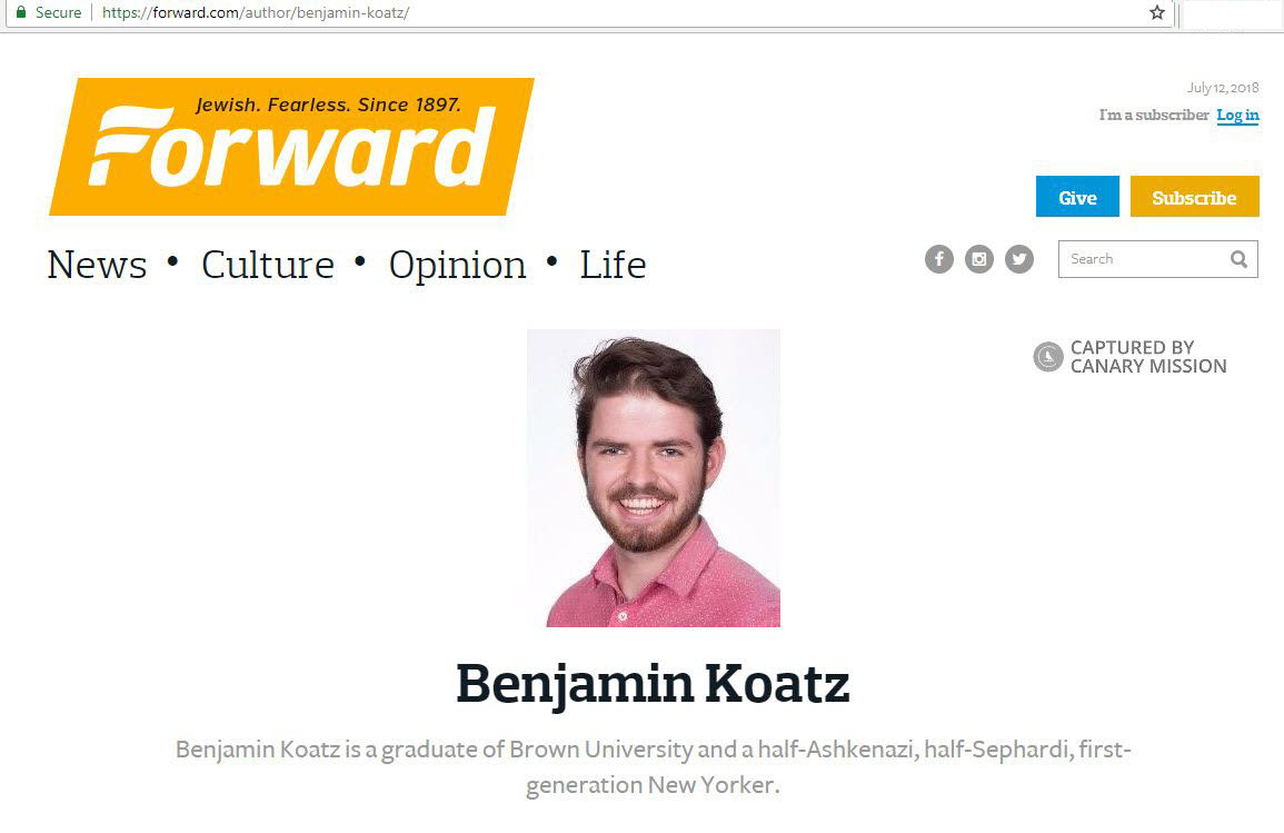 Binya Koatz, forward.com - Jul 12, 2018