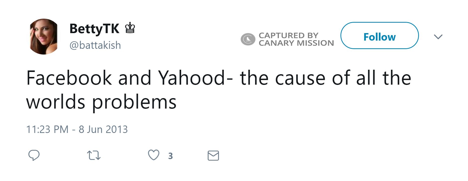 Betty Kishek, Twitter - Jun 8, 2013