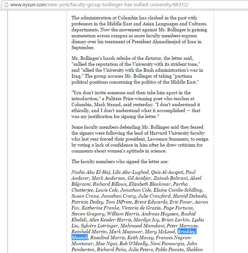 Brinkley Messick, nysun - 13 Nov 2007