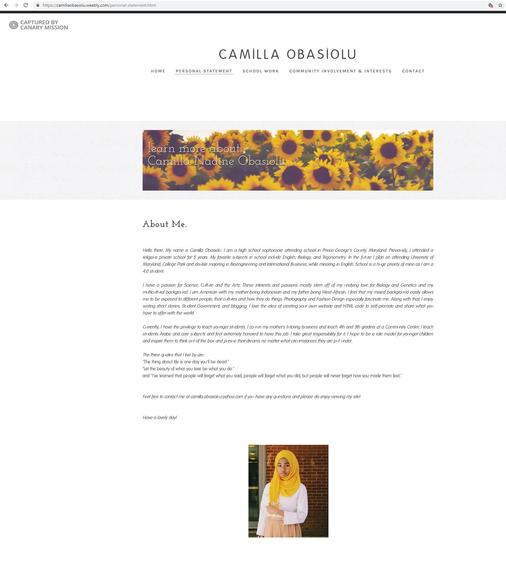 Camilla Obasiolu, camillaobasiolu.weebly.com - May 6, 2019