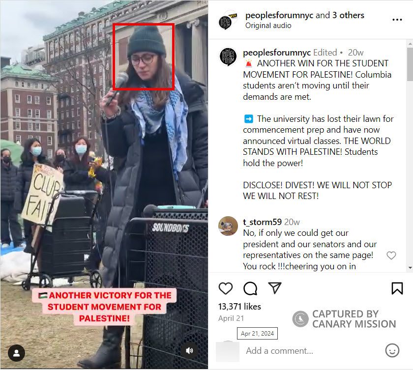 Catherine Curran-Groome’s Arrests at and Participation in the Pro-Hamas Encampment at Columbia University