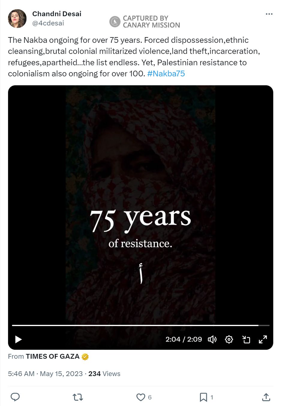 Chandni Desai, Twitter - May 15, 2023