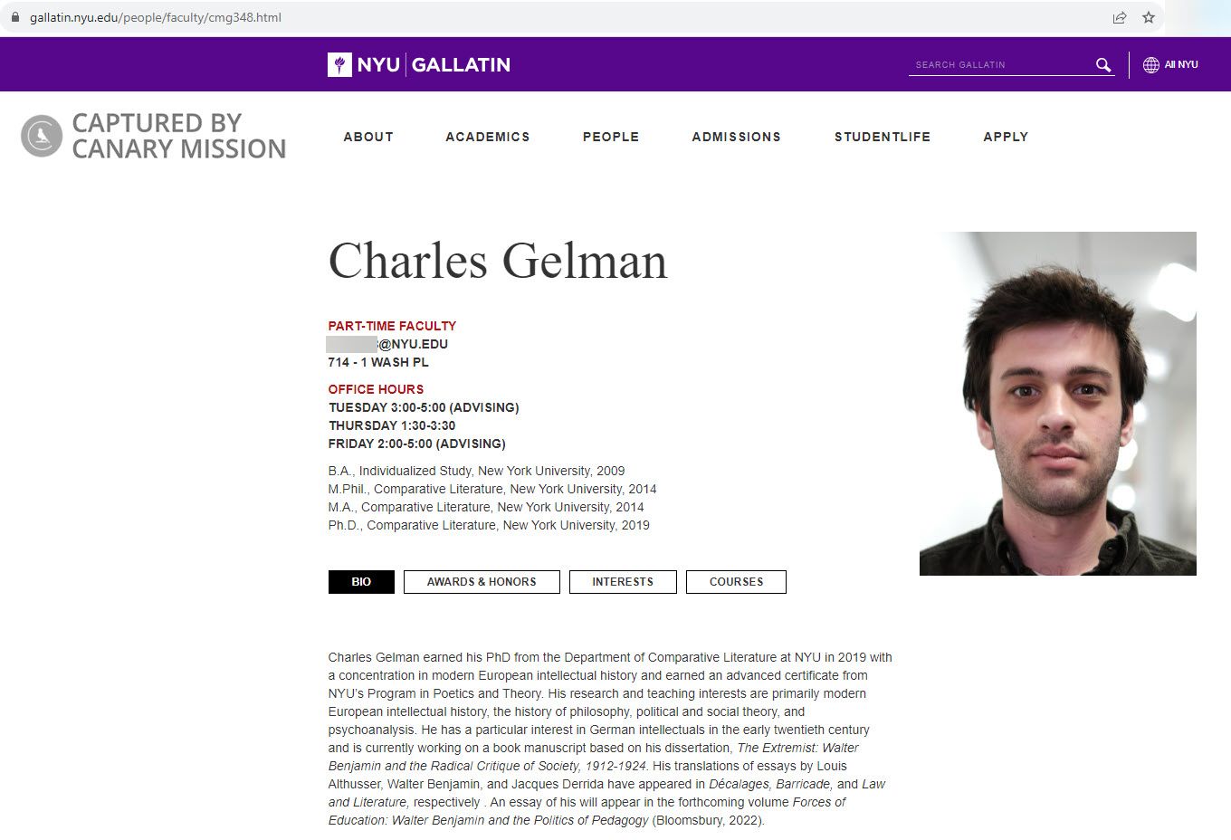 Charles Gelman Canary Mission