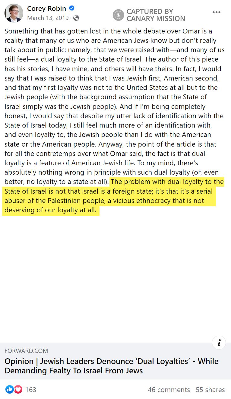 Corey Robin, Facebook - Mar 13, 2019