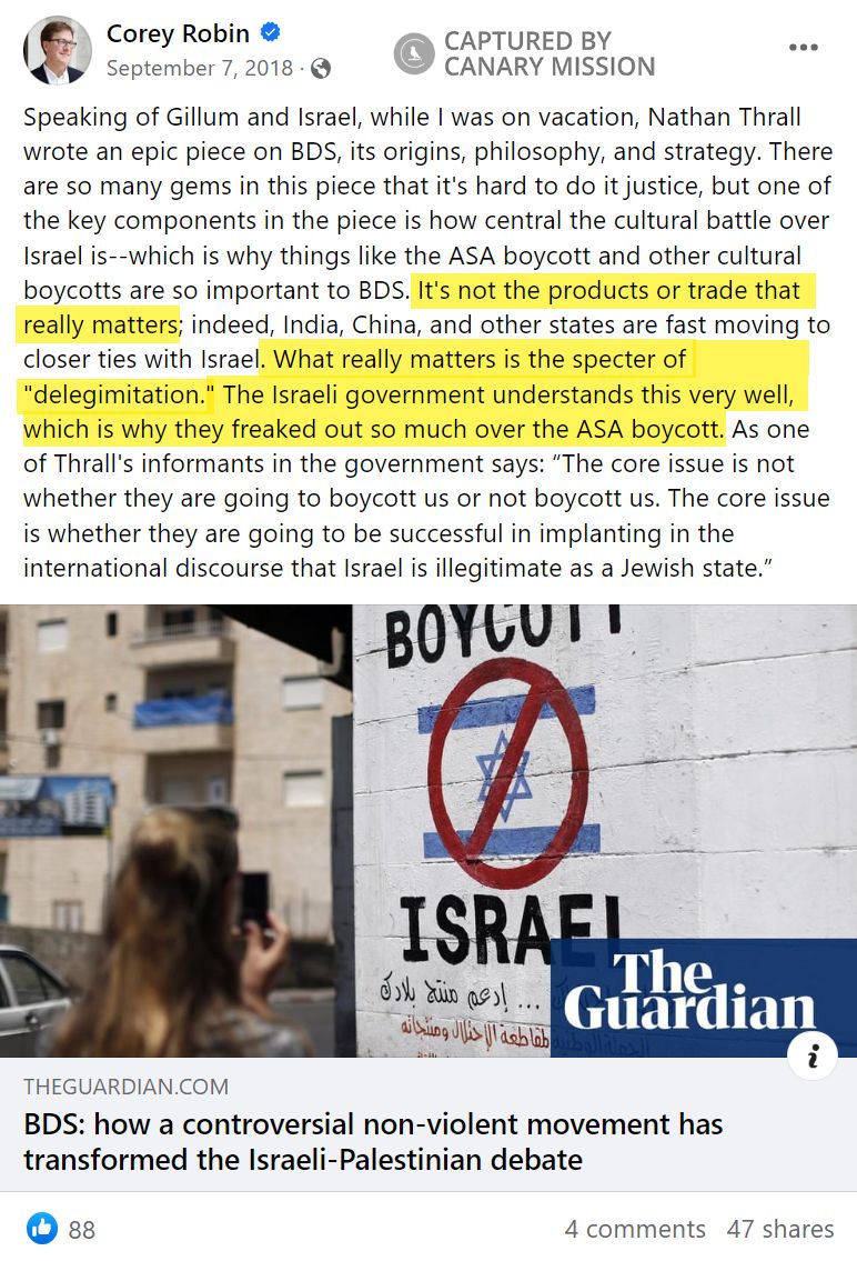 Corey Robin, Facebook - Sep 7, 2018