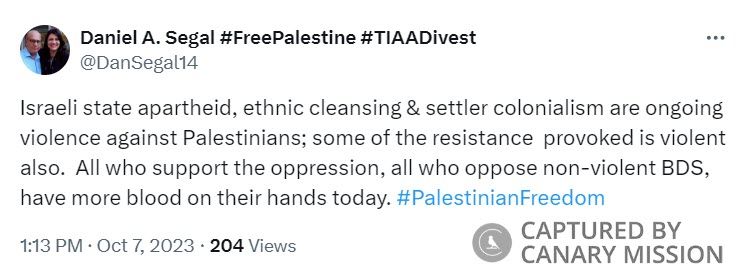 Daniel Segal, Twitter - Oct 7, 2023