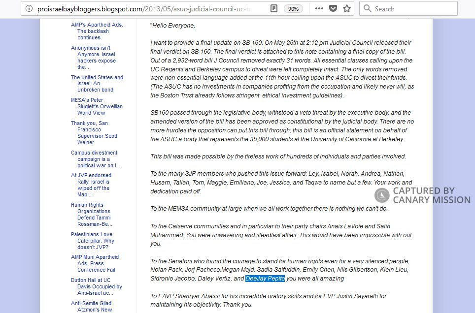 Donna-Jo Pepito, proisraelbaybloggers.com - May 27, 2013