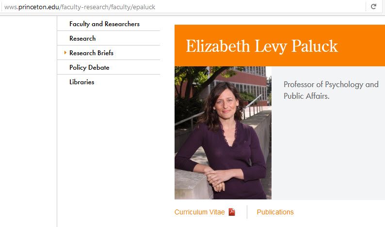 Elizabeth Paluck, princeton.edu - 22 May 2017