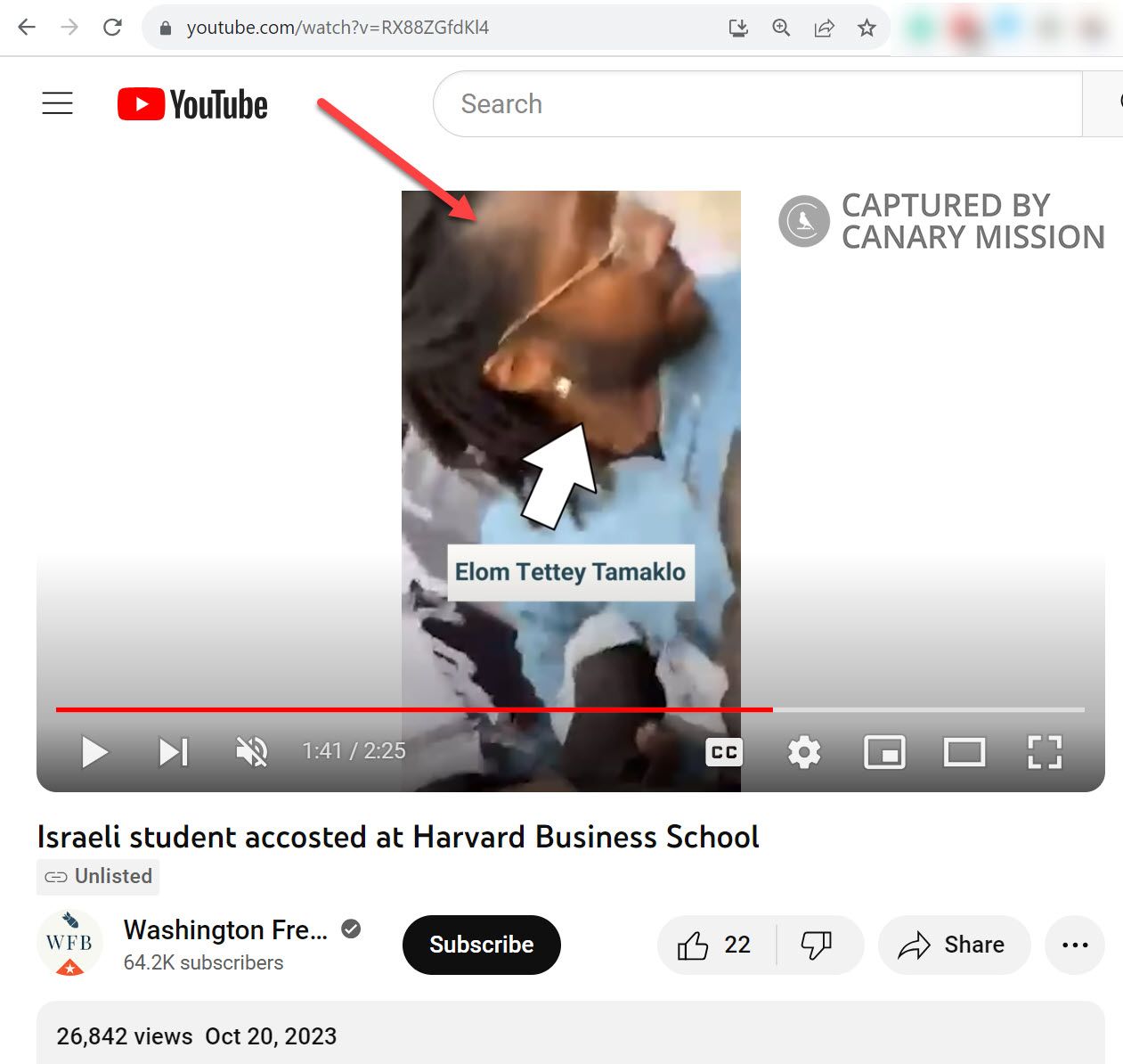 Elom Tettey-Tamaklo, Harvard - involved with assaulting Israeli student