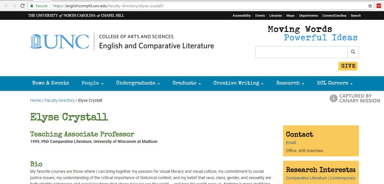 Elyse Crystall, englishcomplit.unc.edu - Sep 3, 2018