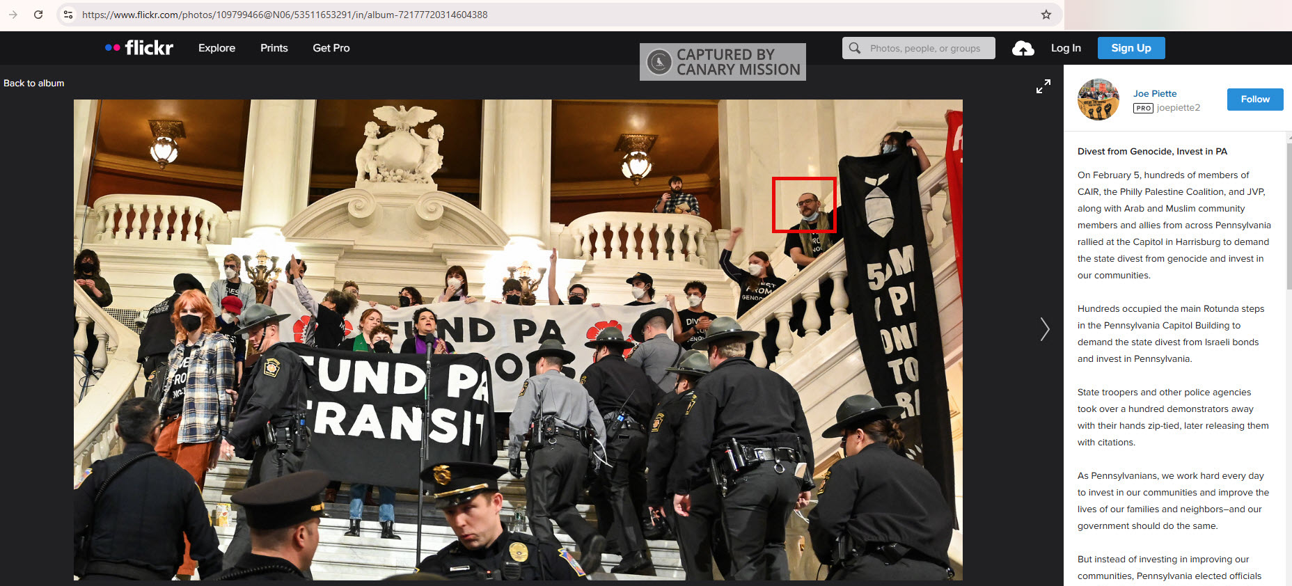 Ethan Feiler’s protest appearance, Divest from Genocide 1