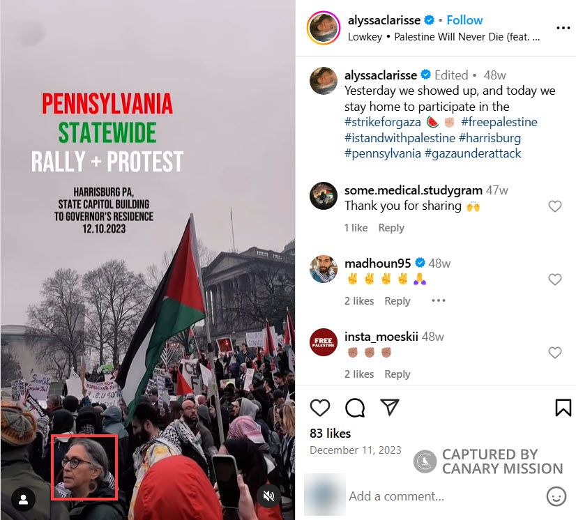 Eva-Maria Swidler’s protest appearance, End The Siege On Gaza