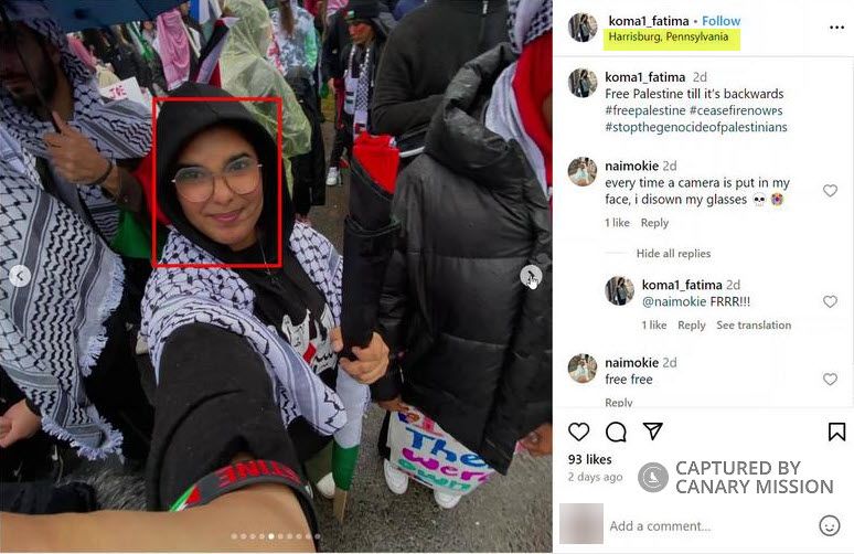 Komal Fatima’s protest appearance, End the Siege on Gaza 2