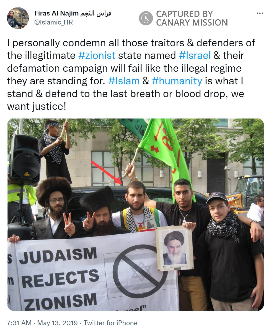 Firas Al Najim, Twitter - May 13, 2019