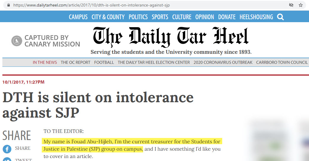 Fouad Abu-Hijleh, dailytarheel.com - Oct 1, 2017