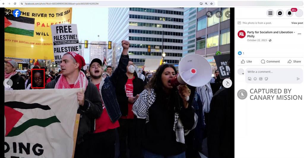 Gabby Black, Temple University, participated in a pro-Hamas rally