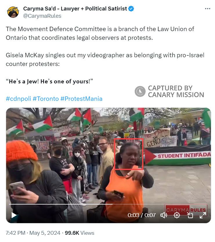 Gisela McKay, University of Toronto, participated in the pro-Hamas encampment at UofT in May 2024