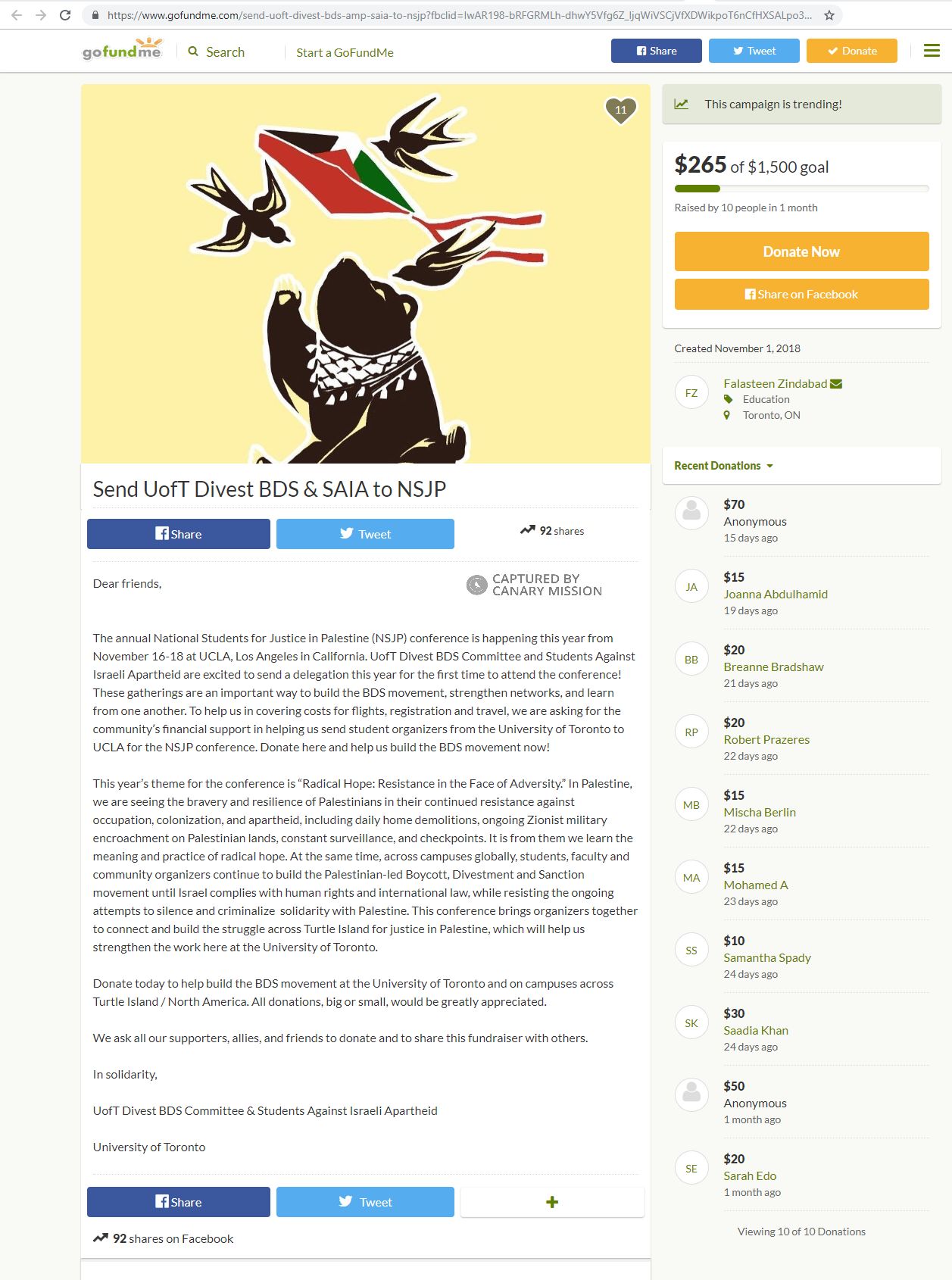 Habiba Maher, gofundme.com - Nov 1, 2018