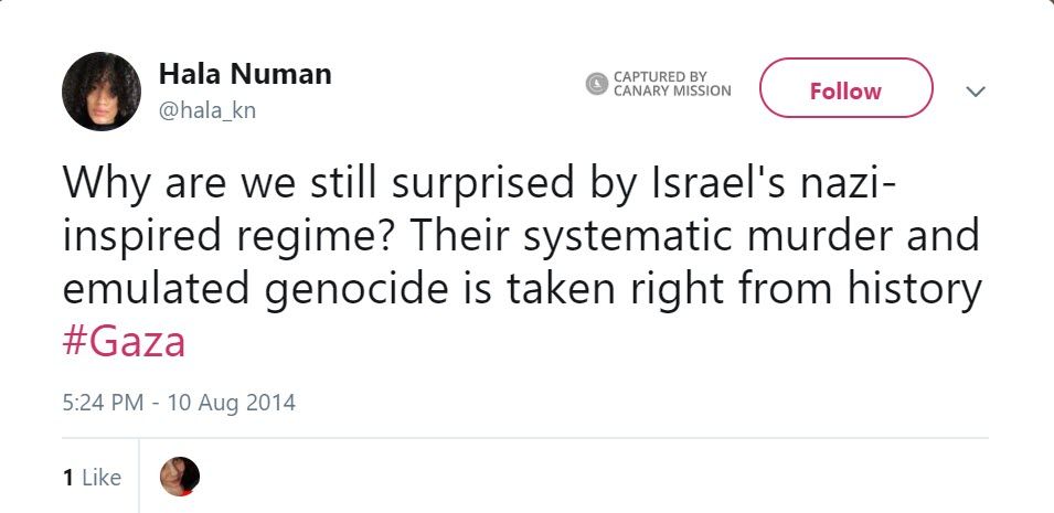 Hala Numan, Twitter - Aug 10, 2014