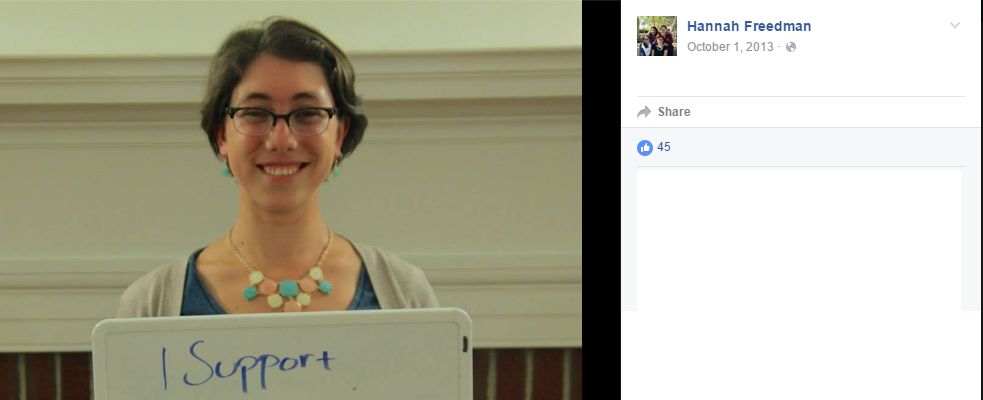 Hannah Freedman, Facebook - 1 Oct 2013