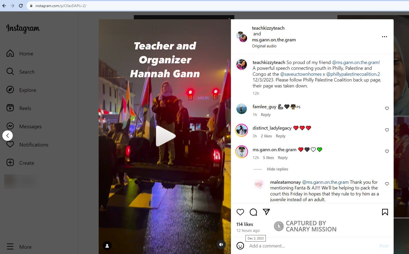 Hannah Gann, Instagram - Dec 3, 2023