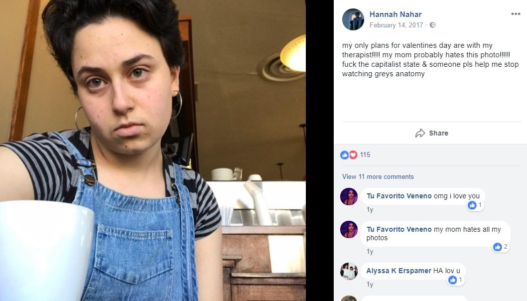 Hannah Nahar, Facebook - Feb 14, 2017