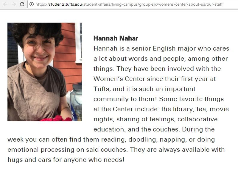 Hannah Nahar, students.tufts.edu - Apr 28, 2018