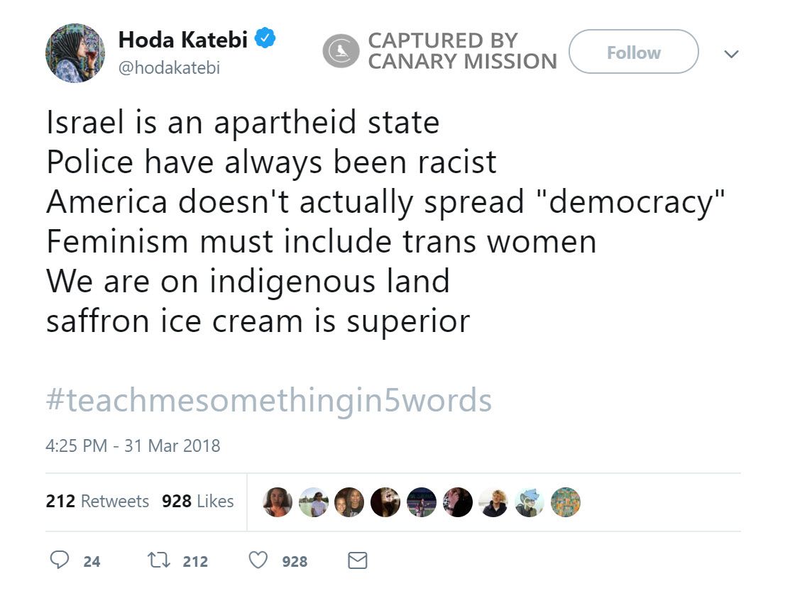 Hoda Katebi, Twitter - Mar 31, 2018