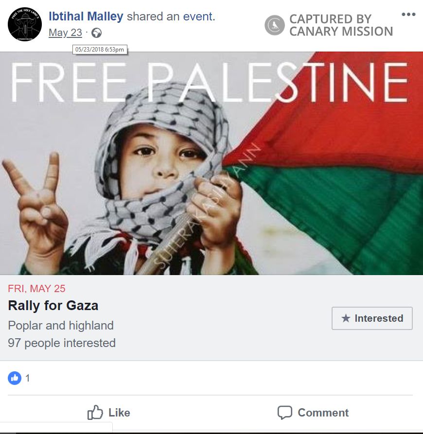Ibtihal Malley, Facebook - May 23, 2018