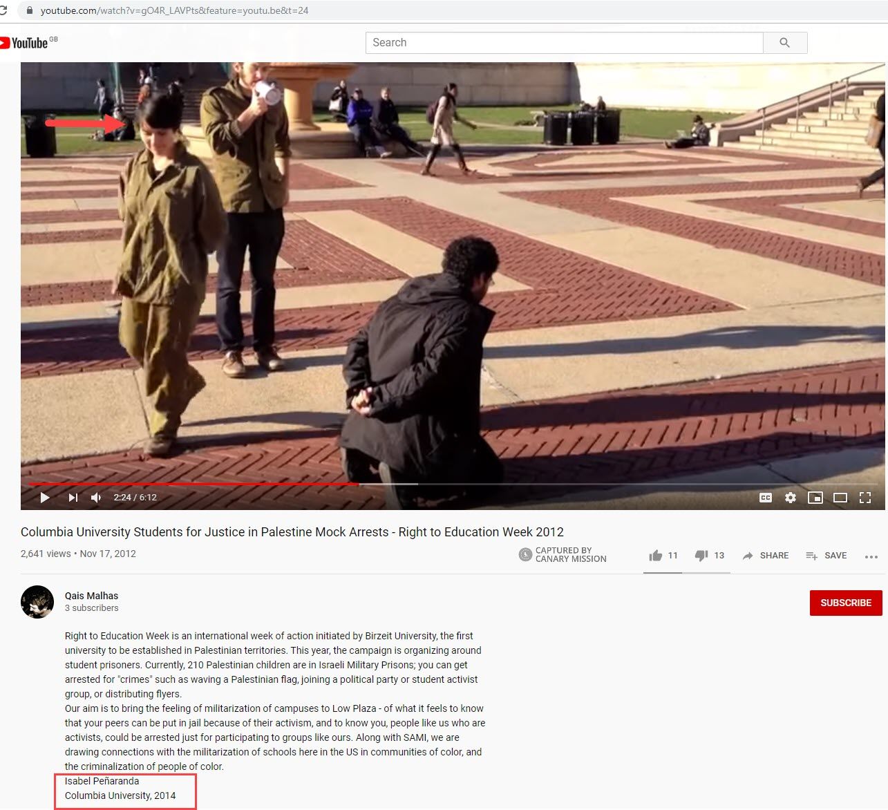 Isabel Penaranda, youtube.com - Nov 17, 2012