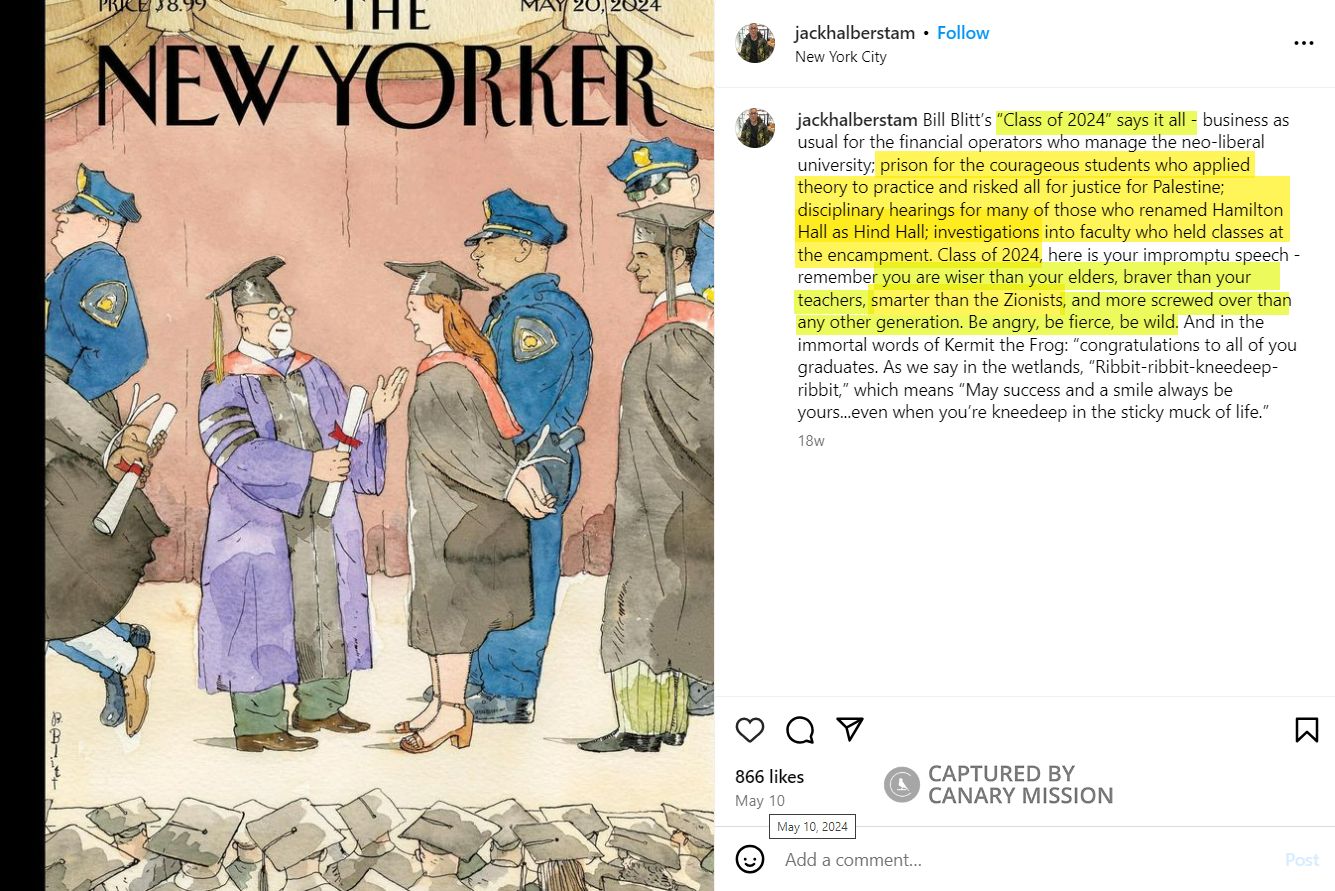 Jack Halberstam, Instagram - May 10, 2024