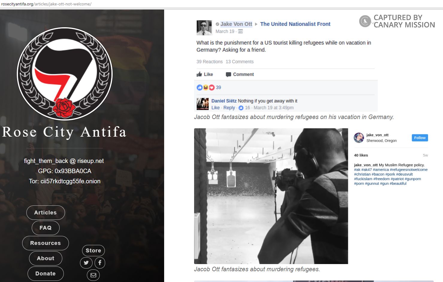 Jake Von Ott, rosecityantifa.org - Aug 7, 2017