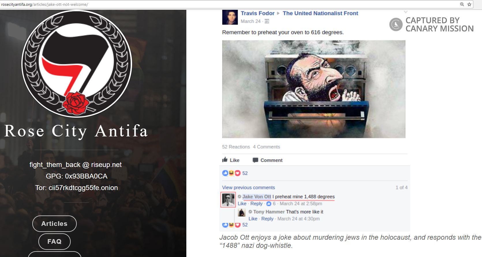 Jake Von Ott, rosecityantifa.org - Aug 7, 2017