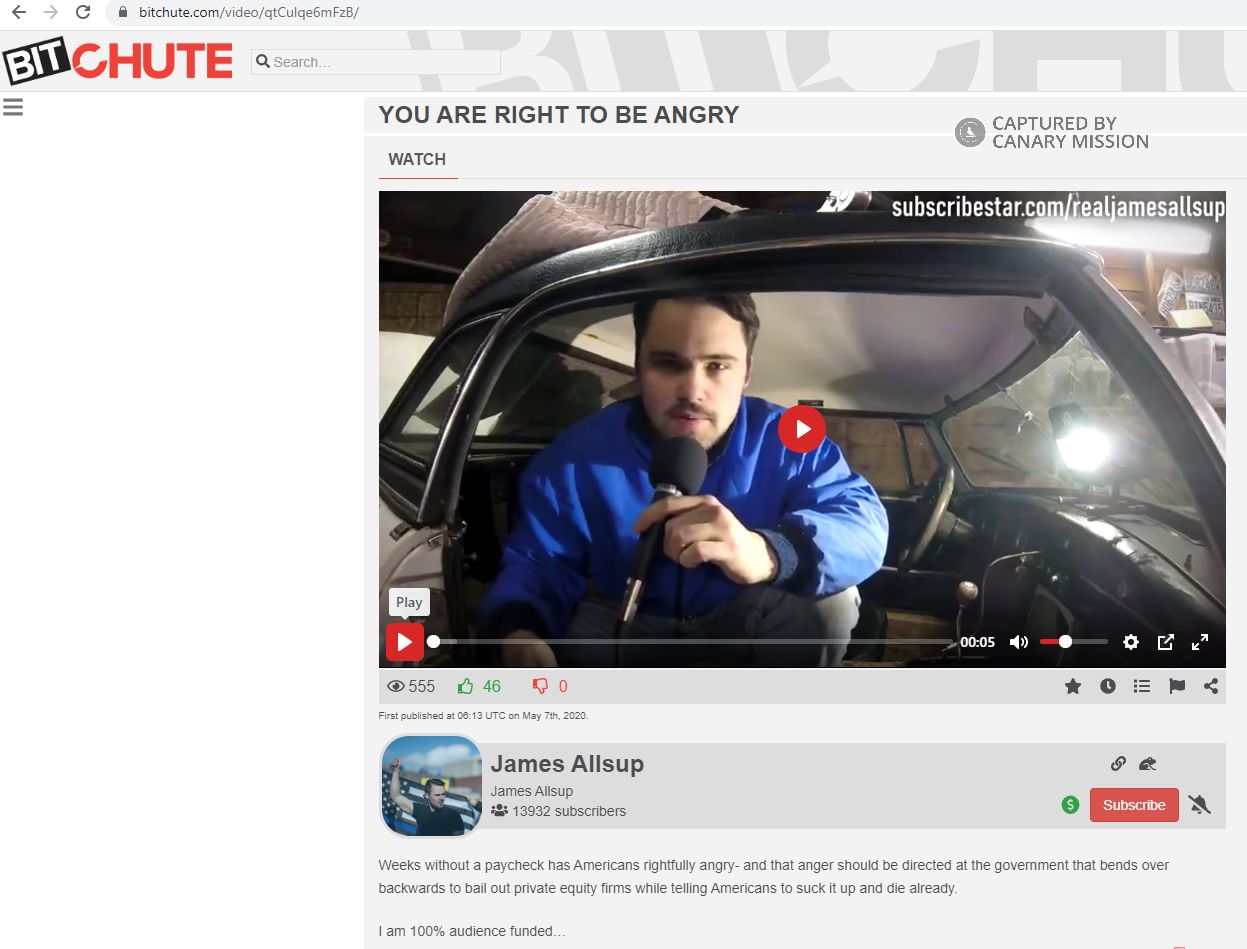 James Allsup, bitchute.com - May 7, 2020