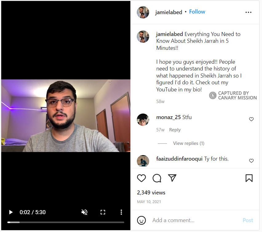 Jamiel Abed, Instagram - May 10, 2021