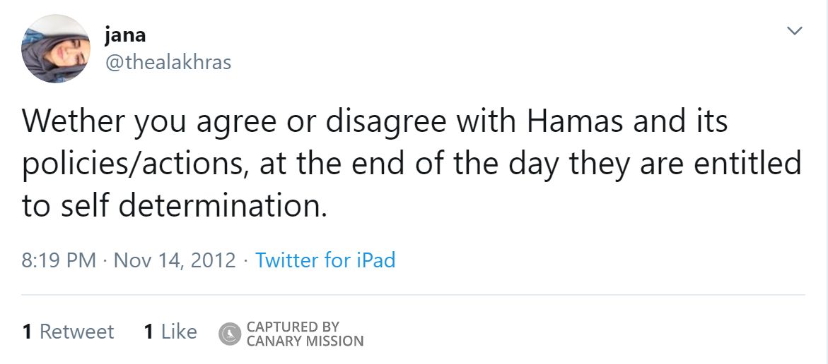 Jana Al-Akhras, Twitter - Nov 14, 2012