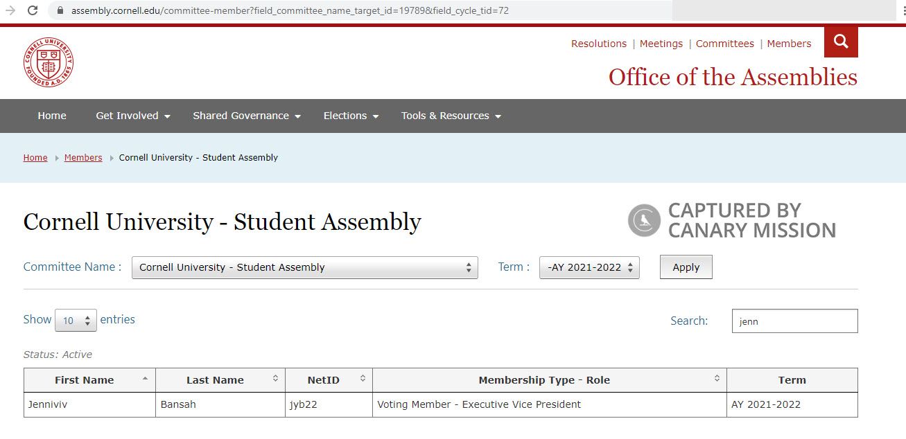 Jenniviv Bansah, assemly.cornell.edu - Oct 4, 2021
