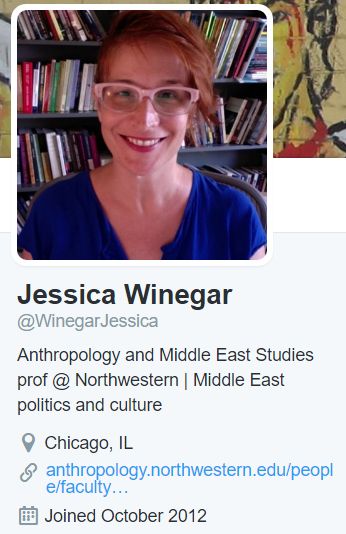 Jessica Winegar, Twitter - 12 Feb 2017