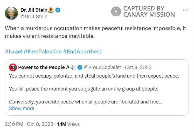 Jill Stein, X - Oct 8, 2023